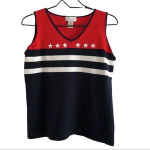 Red white blue stars stripes sweater vest